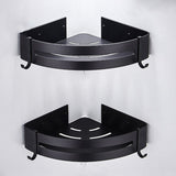 Mosodo Bathroom Shelf Organizer Shower Storage Rack Black Corner Shelves Wall Mounted Aluminum Toilet Shampoo Holder No Drill